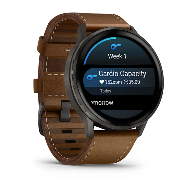 Garmin Venu 4 &ndash; 45 mm Slate with Black Silicone Band and Brown Leather Band 010-03014-03 фото