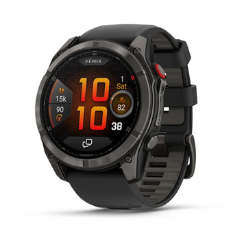 Garmin Fenix 8 Pro &ndash; 51 mm, AMOLED Sapphire, Carbon Gray DLC Titanium with Black/Pebble Gray Silicone Band 010-03199-00 фото
