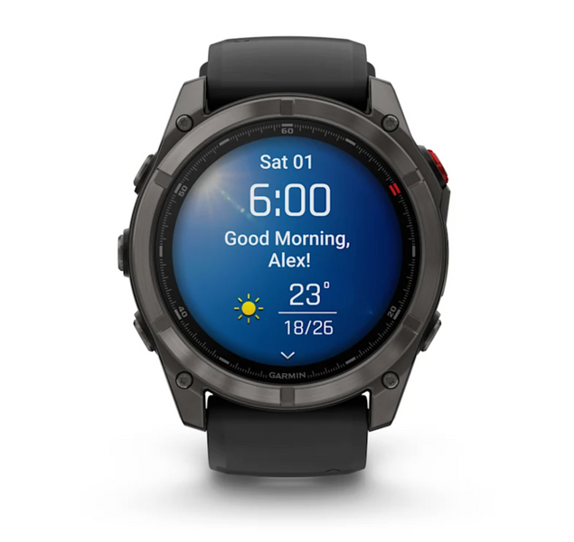 Garmin Fenix 8 Pro &ndash; 51 mm, AMOLED Sapphire, Carbon Gray DLC Titanium with Black/Pebble Gray Silicone Band 010-03199-00 фото