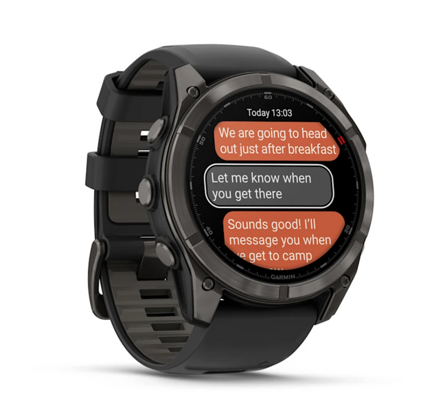 Garmin Fenix 8 Pro &ndash; 51 mm, AMOLED Sapphire, Carbon Gray DLC Titanium with Black/Pebble Gray Silicone Band 010-03199-00 фото