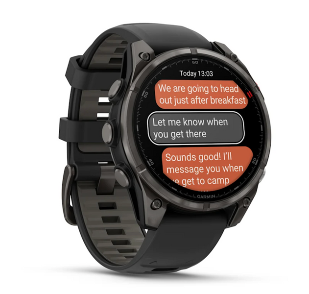 Garmin Fenix 8 Pro &ndash; 47 mm, AMOLED Sapphire, Carbon Gray DLC Titanium with Black/Pebble Gray Silicone Band 010-03198-00 фото