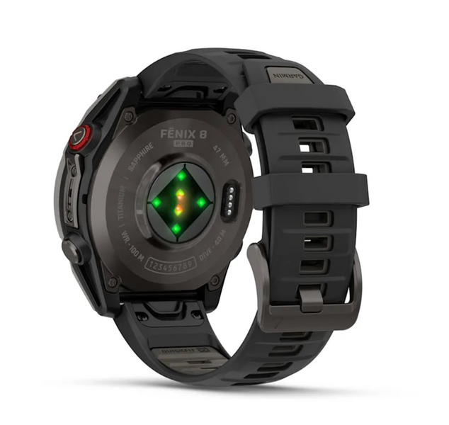 Garmin Fenix 8 Pro &ndash; 47 mm, AMOLED Sapphire, Carbon Gray DLC Titanium with Black/Pebble Gray Silicone Band 010-03198-00 фото