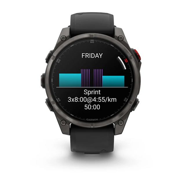 Garmin Fenix 8 Pro &ndash; 47 mm, AMOLED Sapphire, Carbon Gray DLC Titanium with Black/Pebble Gray Silicone Band 010-03198-00 фото