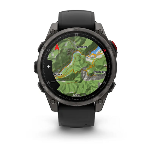 Garmin Fenix 8 Pro &ndash; 47 mm, AMOLED Sapphire, Carbon Gray DLC Titanium with Black/Pebble Gray Silicone Band 010-03198-00 фото