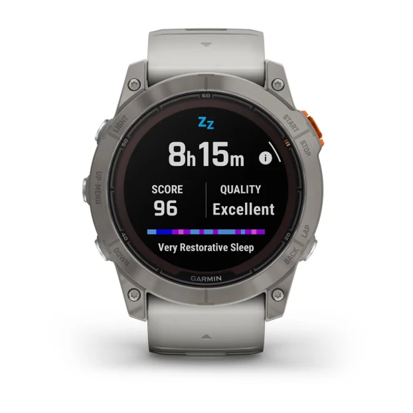 Garmin Fenix 7X Pro &ndash; Sapphire Solar Edition Titanium with Fog Gray/Ember Orange Band 010-02778-14 фото
