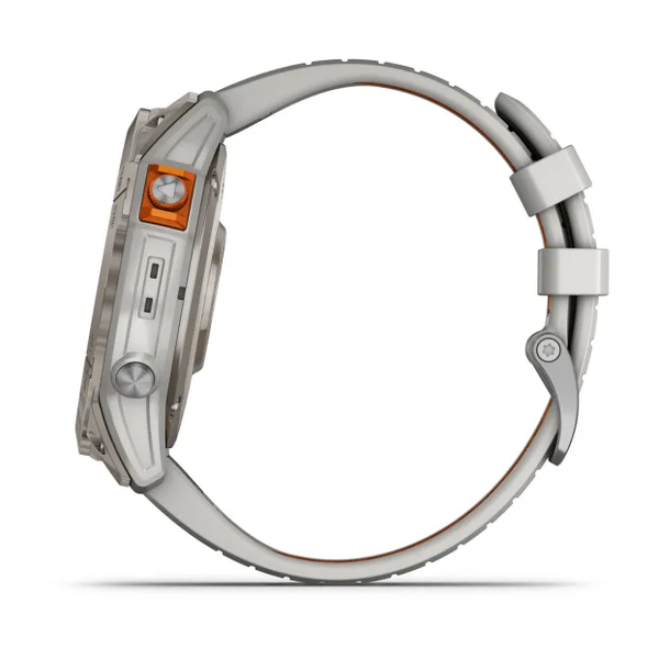 Garmin Fenix 7X Pro &ndash; Sapphire Solar Edition Titanium with Fog Gray/Ember Orange Band 010-02778-14 фото